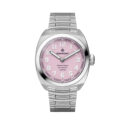 Bremont, Terra Nova Pink Limited Edition with a 38mm stainless steel case and bracelet strap featuring a pink dial.