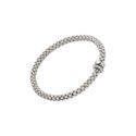 An 18ct white gold Flex'It bracelet with one diamond set and one polished rondel, belonging to FOPE's Solo collection.