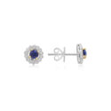 A pair of 18ct white and yellow gold sapphire and diamond stud earrings, for pierced ears.