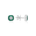A pair of 18ct white gold emerald and diamond set cluster stud earrings, for pierced ears.