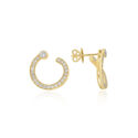 A pair of 18ct yellow gold brilliant cut diamond set swirl earrings, for pierced ears.