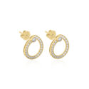 A pair of 18ct yellow gold brilliant cut diamond set swirl earrings, for pierced ears.