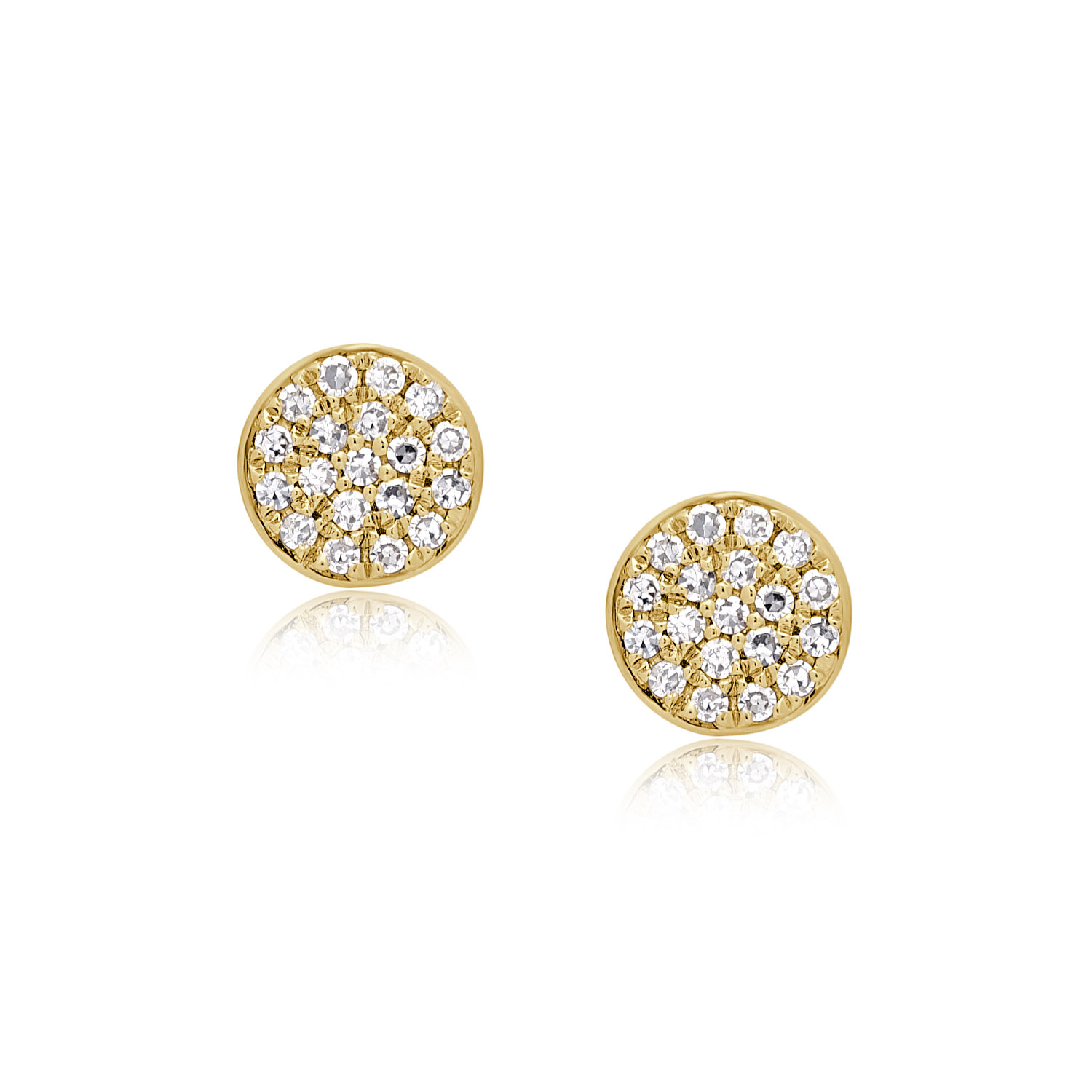 A pair of 9ct yellow gold pave diamond set cluster stud earrings, for pierced ears.
