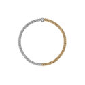 FOPE, Prima Collection, 18ct White & Yellow Gold Diamond Flex'It Bracelet: 0.01 carats An 18ct white and yellow gold Flex'It bracelet with a single white gold diamond set rondel belonging to FOPE's Prima collection.