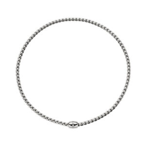 An 18ct white gold Flex'It necklace with a single diamond set rondel, belonging to FOPE's EKA collection.