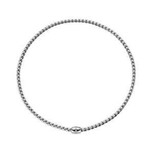 An 18ct white gold Flex'It necklace with a single diamond set rondel, belonging to FOPE's EKA collection.