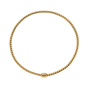 An 18ct yellow gold Flex'It necklace with a single yellow gold diamond set rondel, belonging to FOPE's EKA collection.