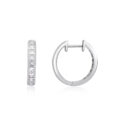 A pair of 18ct white gold princess cut diamond channel set hoop earrings, for pierced ears.