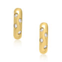 A pair of 18ct yellow gold hoop style earrings set with four diamonds on each earring, for pierced ears.