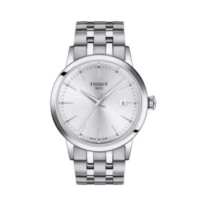 Tissot, Classic Dream with a 42mm stainless steel case and bracelet strap featuring a date function and a silver dial.