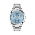 Tissot, PR 100 Chronograph Ice Blue, Quartz Men's Watch Tissot, PR 100 Chronograph with a 40mm stainless steel case and bracelet strap featuring a date function, chronograph and an ice blue coloured dial.