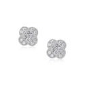 18ct White Gold Millegrain Set Diamond Flower Cluster Earrings: 0.38 carats A pair of 18ct white gold millegrain set diamond flower cluster stud earrings, for pierced ears.