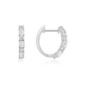 A pair of 18ct white gold baguette and brilliant cut diamond hoop earrings, for pierced ears.