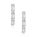 A pair of 18ct white gold baguette and brilliant cut diamond hoop earrings, for pierced ears.