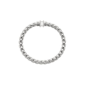 An 18ct white gold Flex’It bracelet with a double row diamond set rondel belonging to FOPE’s EKA collection.