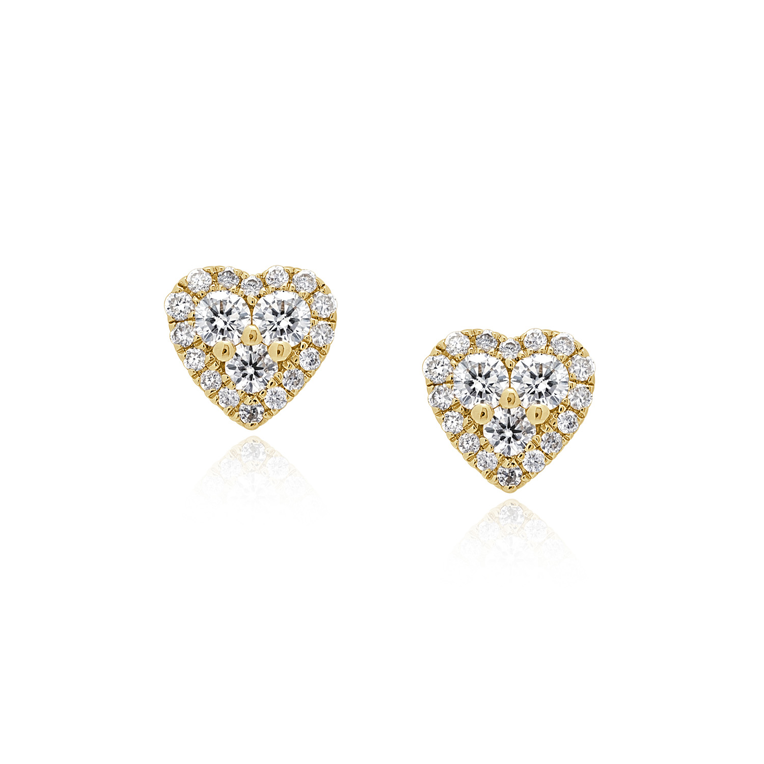 18ct Yellow Gold Heart Shaped Diamond Cluster Earrings: 0.31 carats