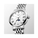 Longines, Elegant Collection Moonphase, Quartz Women's Watch Longines, Elegant Collection with a 30mm stainless steel case and bracelet strap featuring a date function, moonphase and a white dial.