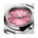 Longines, Conquest with a 34mm stainless steel case and bracelet strap featuring a date function and a pink dial.
