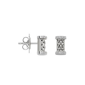 A pair of 18ct white gold, diamond set stud earrings for pierced ears, belonging to the FOPE Essentials collection.