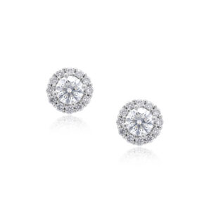 A pair of 18ct white gold diamond cluster stud earrings for pierced ears.