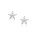 A pair of 18ct white gold pear and brilliant cut diamond flower stud earrings, for pierced ears.