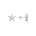 A pair of 18ct white gold pear and brilliant cut diamond flower stud earrings, for pierced ears.