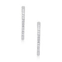 A pair of 18ct white gold round brilliant cut diamond hoop earrings, for pierced ears.