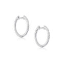 A pair of 18ct white gold round brilliant cut diamond hoop earrings, for pierced ears.
