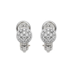 A pair of 18ct white gold pave diamond set earrings for pierced ears, belonging to FOPE's EKA collection.