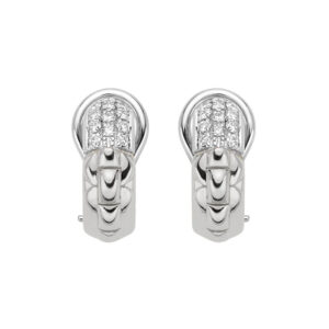 A pair of 18ct white gold pave diamond set earrings for pierced ears, belonging to FOPE's EKA collection.