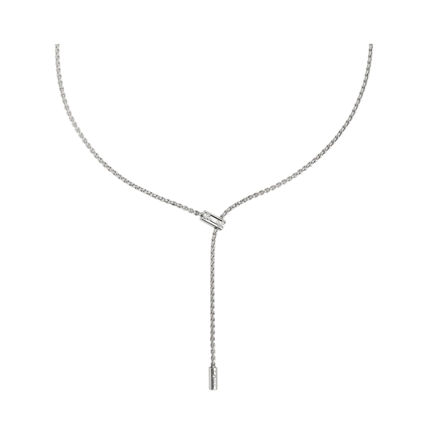 An 18ct white gold diamond set drop necklet, belonging to FOPE's Aria collection.