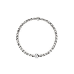 An 18ct white gold Flex'It bracelet with a single diamond set rondel belonging to the FOPE EKA collection.