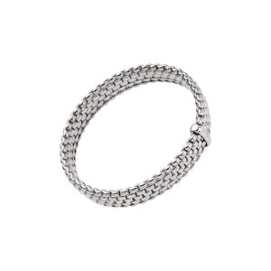 An 18ct white gold Flex'It bracelet with a single diamond set charm belonging to FOPE''s Panorama collection.