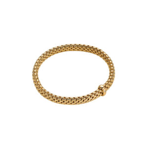 An 18ct yellow gold Flex'It bracelet with a single diamond set charm belonging to FOPE's Vendôme collection.