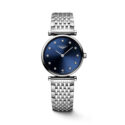Longines, La Grande Classique with a 24mm stainless steel case and bracelet strap featuring a sunray blue diamond set dial.