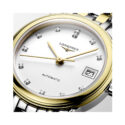 Longines, Flagship Classic with a 26mm stainless steel and yellow gold PVD coated case and bracelet strap featuring a date function and a white dial with diamonds.