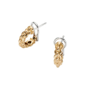 A pair of 18ct yellow and white gold hoop earrings for pierced ears, belonging to FOPE's EKA Tiny Collection.