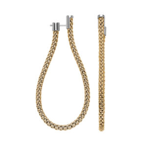 A pair of 18ct yellow and white gold large hoop earrings for pierced ears, belonging to FOPE's Essentials Collection.