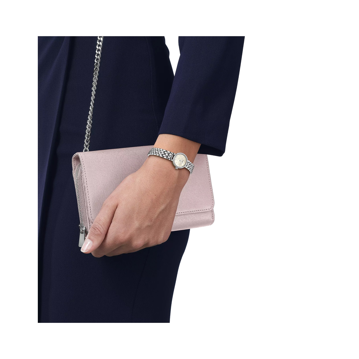 Tissot, Lovely with a 19.5mm stainless steel case and bracelet strap featuring a mother of pearl diamond set dial and diamond bezel.