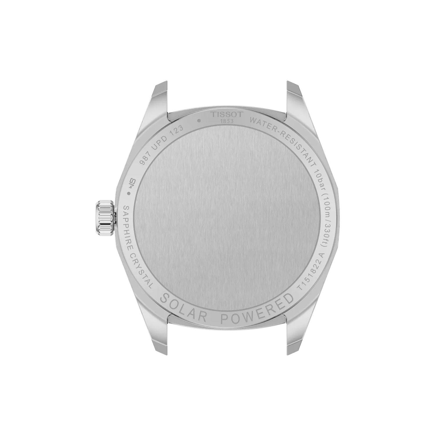 Tissot, PRC 100 Solar with a 34mm stainless steel case and bracelet strap featuring a date function and an ice blue coloured dial.