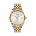 Tissot, Ballade with a 40mm stainless steel case and yellow gold PVD coated case and bracelet strap featuring a date function and a silver dial.