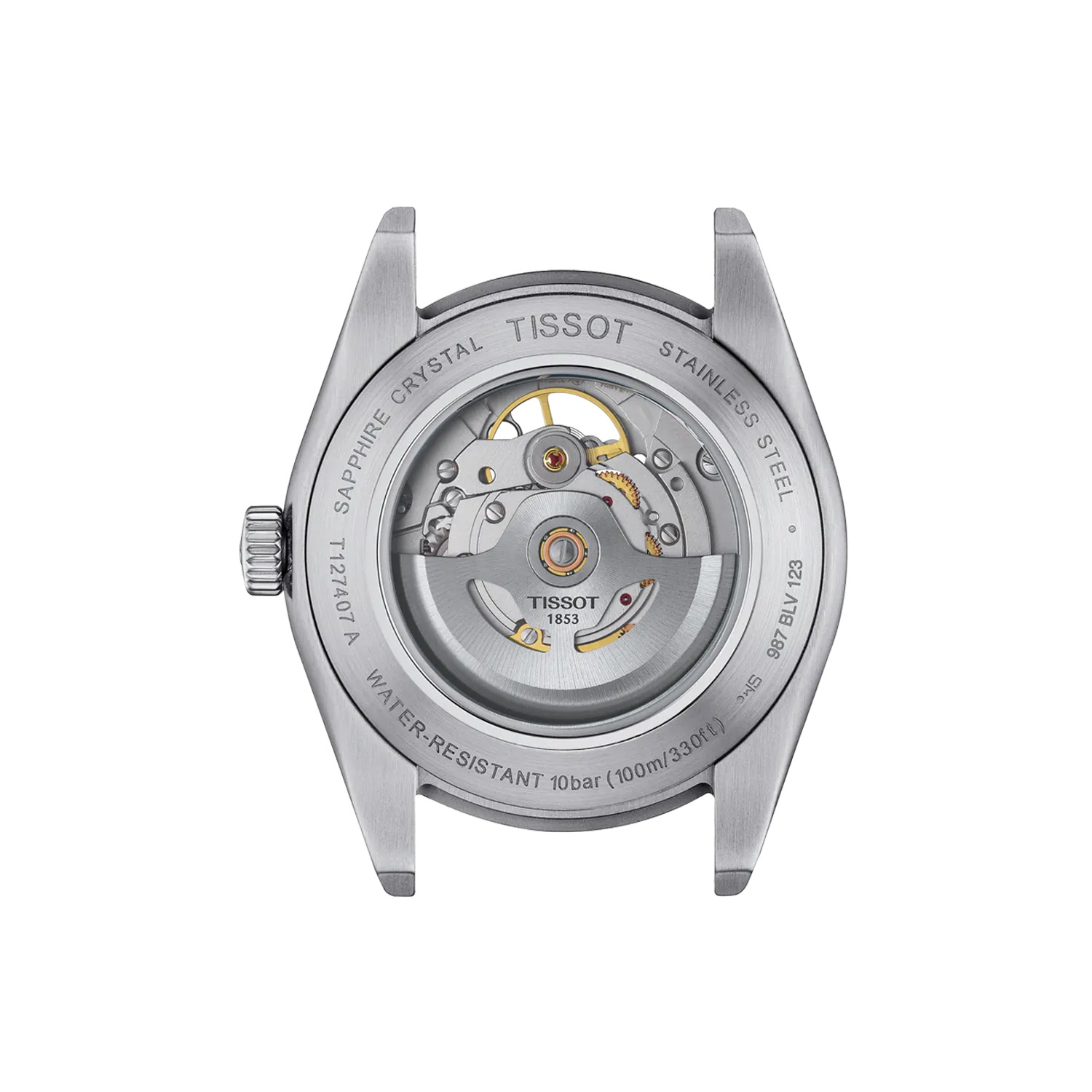 Tissot, Gentleman Open Heart with a 40mm stainless steel case and bracelet strap featuring a blue open heart dial.