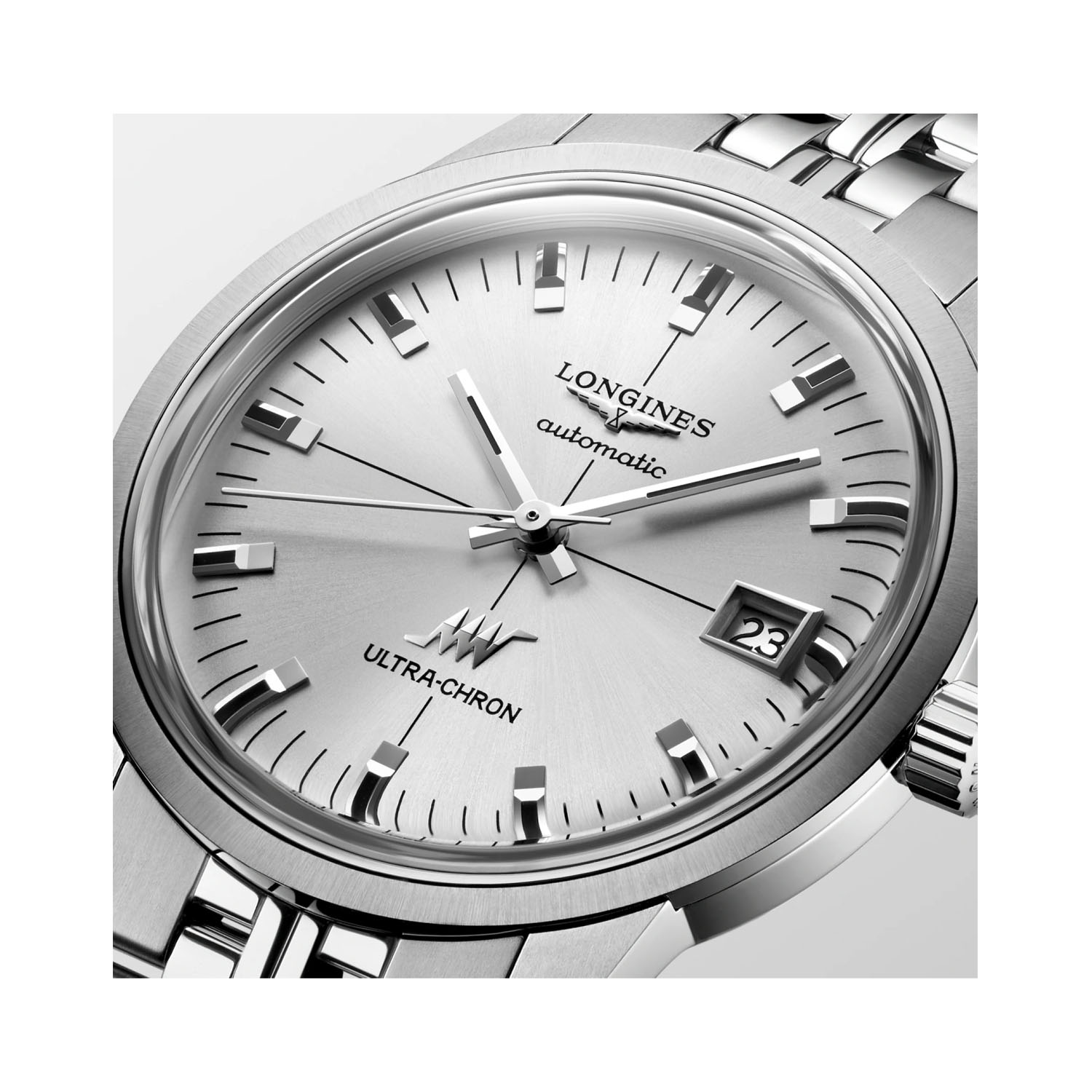 Longines, Ultra Chron Classic with a 37mm stainless steel case and bracelet strap featuring a date function and a sunray silver coloured dial.