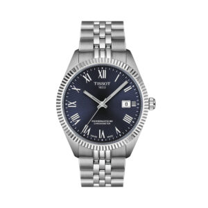 Tissot, Ballade with a 39mm stainless steel case and bracelet strap featuring a date function and a blue dial.