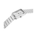 Tissot, SRV with a 30mm stainless steel rectangular case and bracelet strap featuring a silver dial.