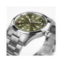Hamilton, Khaki Field with a 42mm stainless steel case and a bracelet strap featuring a date function and a green dial.