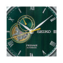 Seiko, Presage 'Japanese Zen Gardens' with a 41.8mm stainless steel case and bracelet strap featuring a fern green coloured open heart dial.