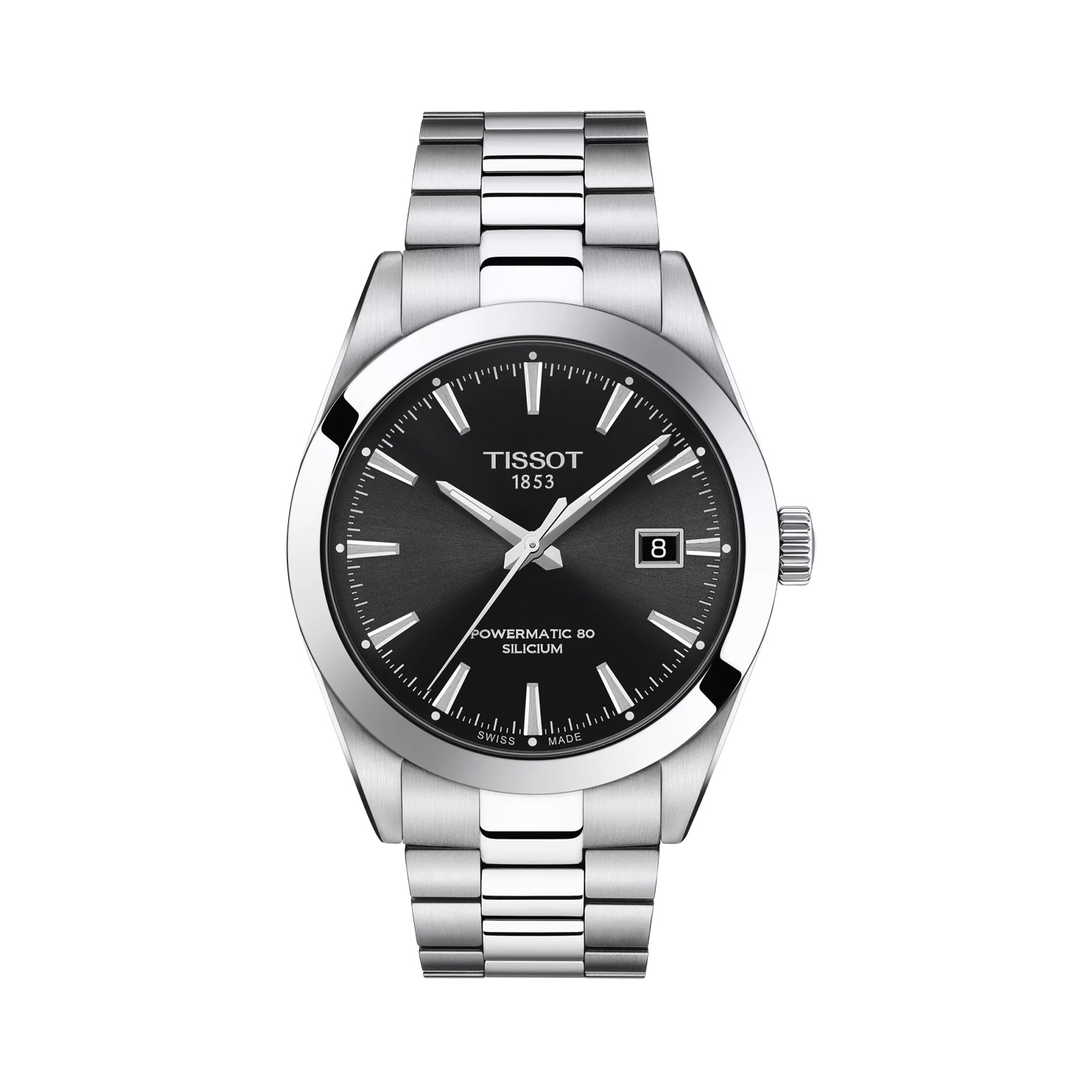 Tissot, Gentleman Powermatic 80 Black, Automatic Men's Watch Tissot, Gentleman Powermatic 80 with a 40mm stainless steel case and bracelet strap featuring a date function and a black dial.