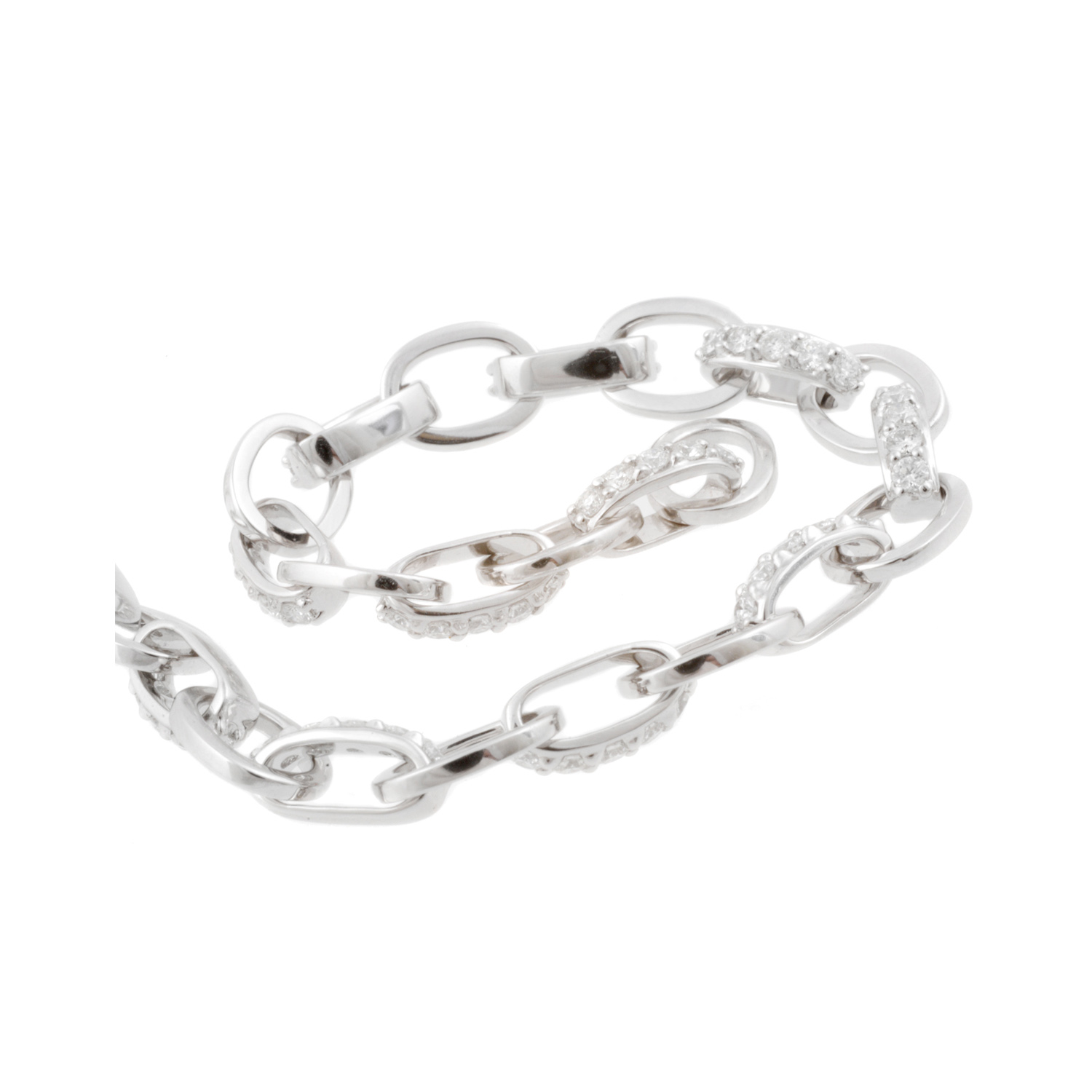 18ct White Gold Diamond Set Link Bracelet An 18ct gold, diamond set link bracelet.