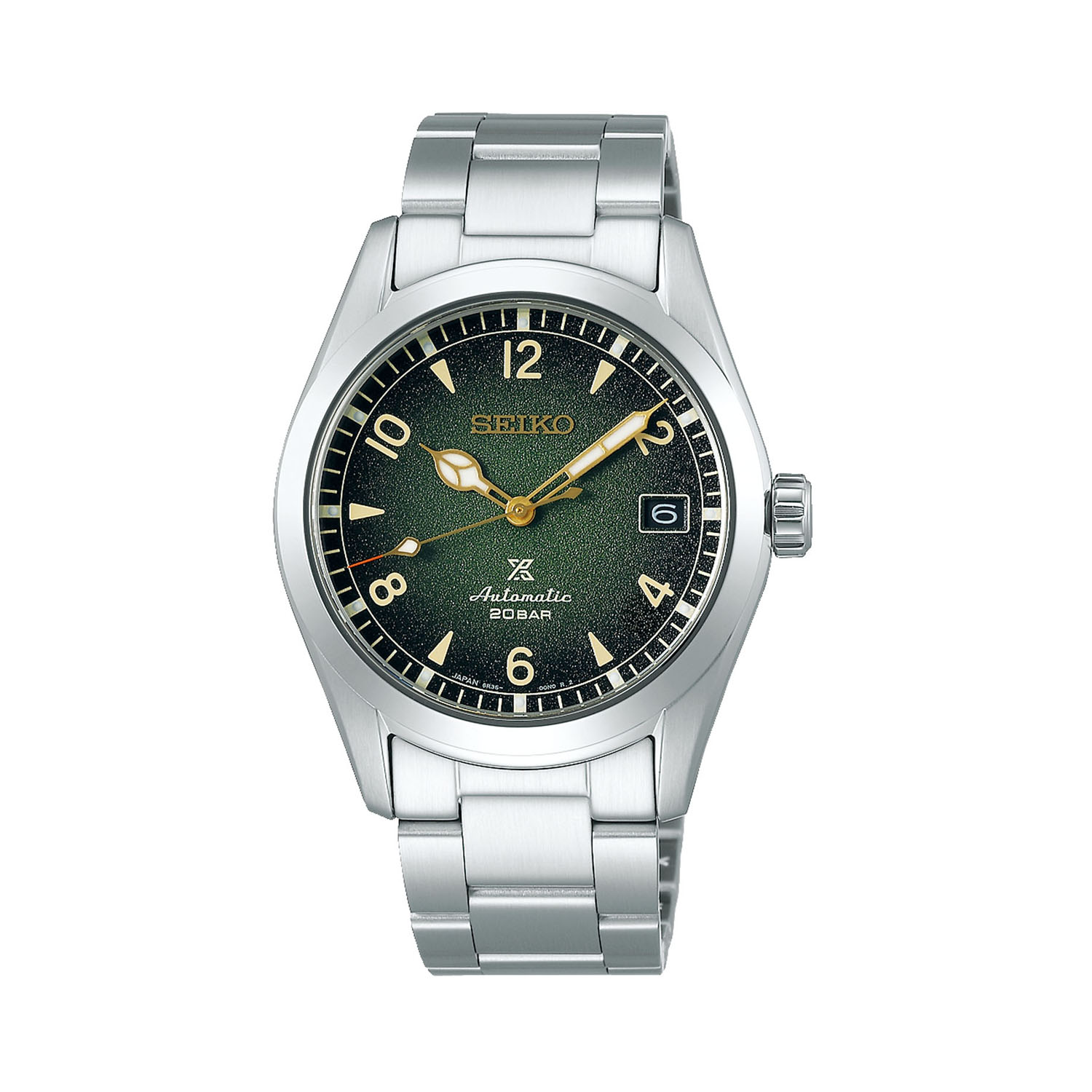 Seiko, Prospex Green 'Alpinist', Automatic Men's Watch Seiko, Prospex 'Alpinist' with a 38mm stainless steel case and bracelet strap featuring a date function and a green dial.